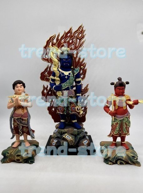 仏像 不動三尊像 立像 不動明王 脇侍 羯羅(こんがら)童子 制多伽(せいたか)童子拍卖