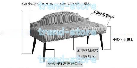 背もたれ付きベッド ベンチの豪華なエンド ベルベット布張りのベッドルーム ベンチ ダイニング ベンチ モダンなオットマン ベンチ シート拍卖