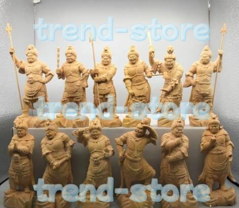 極上品 十二神将 総檜材 仏教工芸品 木彫仏像 精密細工 仏教手仕上げ品 薬師十二神将 一式拍卖