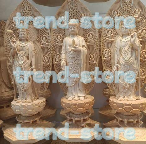 極上品 東方三聖 薬師如来三尊 立像 日光菩薩 薬師如来 月光菩薩 総檜材 切り金 本金 仏教工芸品 木彫仏教 精密彫刻 仏師で仕上げ品拍卖