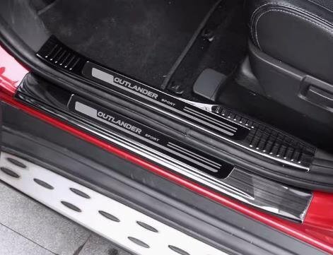 ステンレス鋼三菱アウトランダー 2016 に 2019 リア外部 + 内部バンパープロテクターガードプレートトランクゲート Internal 8拍卖