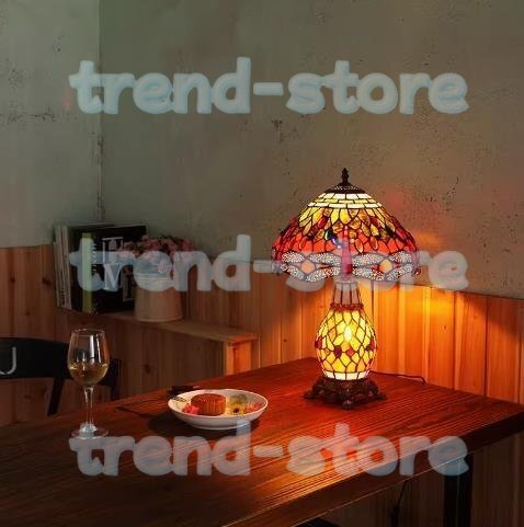 極美品★ ステンドグラス アンティーク 花柄 合金レトロな雰囲気がおしゃれ ティファニー 蜻蛉柄デスクライト照明拍卖