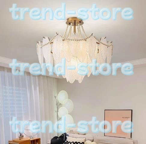 極美品★ 羽根ですクリスタル ガラス シャンデリア 照明 天井照明 高45cm拍卖