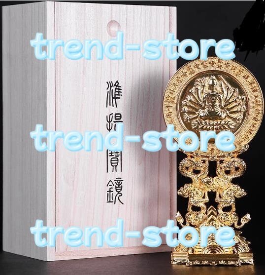 極上品 準提寶鏡 准胝観音 仏具 仏教 工芸品 真鍮製 金メッキ仕上げ拍卖