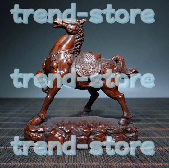 木彫 馬 置物 古擺件 古賞物 古美術品拍卖