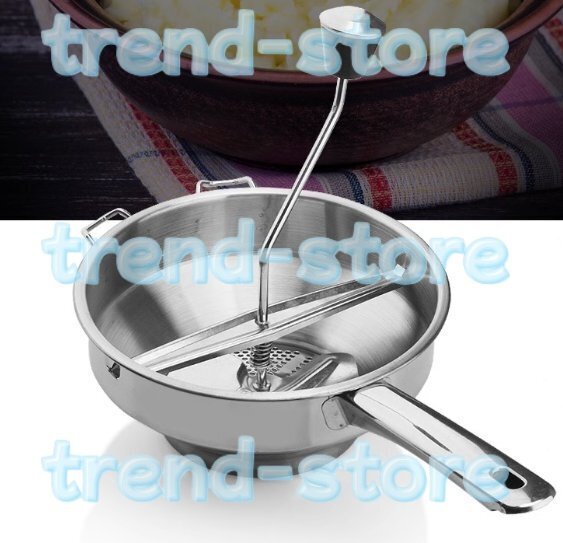 手動フードミル、交換可能な3種類の粉砕ディスク付き手動ポテトマッドクラッシャー、滑らかで繊細でふわふわの塊なし、10Sの迅速かつスムー拍卖