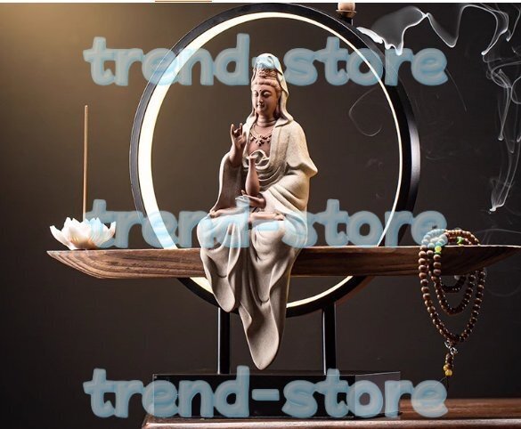 極美品★高級感溢れる 禅の置物 玄関リビング観音仏像陶器の町家アイデア逆流香 装飾品 工芸品 仏教美術拍卖