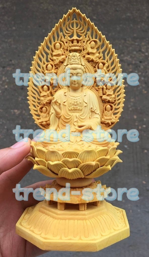 総柘植材 観音菩薩 観音像 観音菩薩像 守り本尊 仏教工芸品 木彫仏教 精密彫刻 極上品 仏師で仕上げ品拍卖