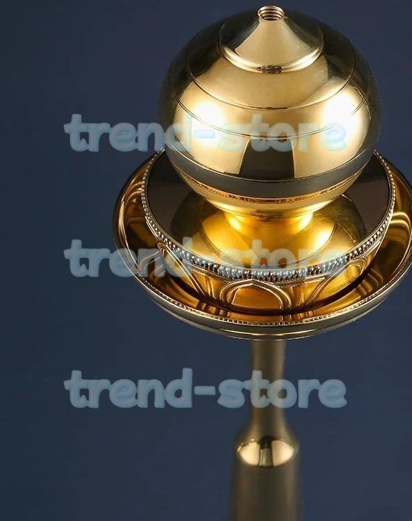 「密教法具 寺院用仏具」極上品 無地壇灯 一対 宝珠型 燭台セット 仏教美術 仏具 真鍮製 磨き仕上げ 高さ24cm拍卖