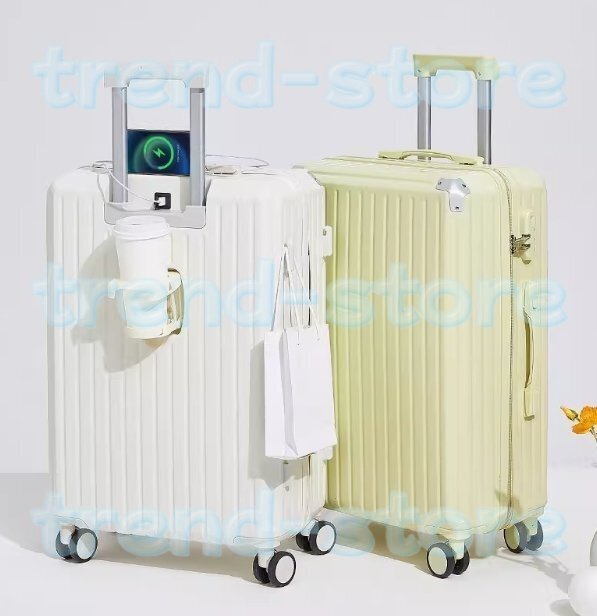 スーツケース 機内持ち込み 軽量 小型 キャリーケース Mサイズ カップホルダー 大容量 ファスナータイプ 静音 おしゃれ かわいい 75L拍卖