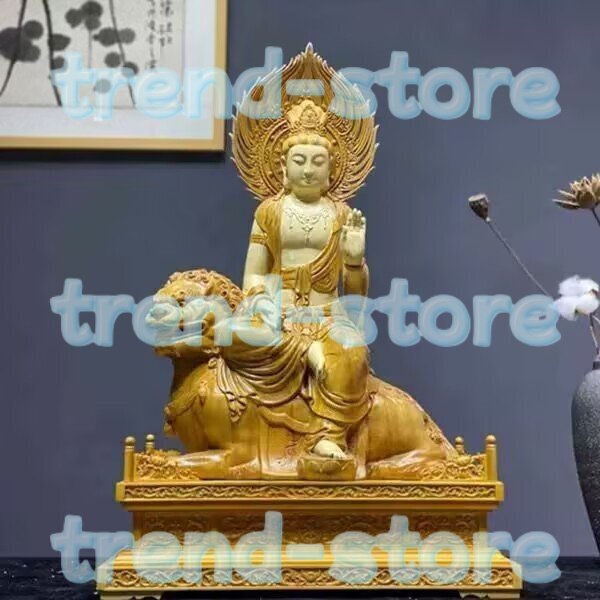 珍品 最高級 文殊菩薩 文殊菩薩像 座像 仏教美術 置物 木彫 仏像拍卖