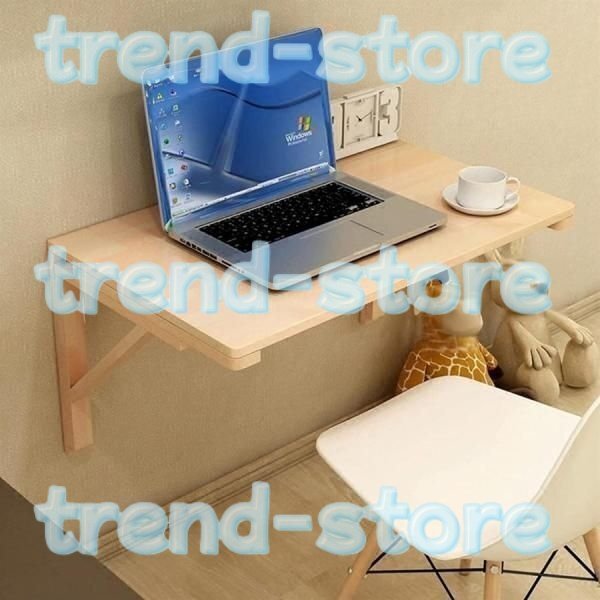 壁掛け折りたたみテーブル 壁に取り付けられた固体木製のテーブル折りたたみテーブルコンピューターの机の浮遊机の携帯用の収納棚 50*80CM拍卖