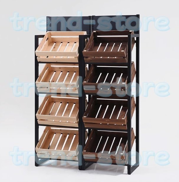 スーパーマーケットのフルーツラック 赤ワインの陳列棚 青果 野菜 フルーツ パン販売 多機能フレーム 棚 スーパーの棚 木製 組立簡単 160cm拍卖