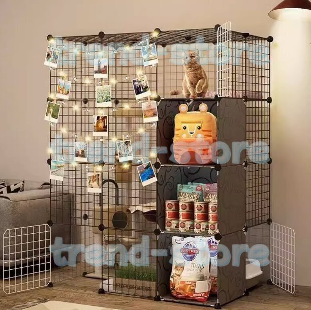 猫ケージ 折りたたみ 屋内猫ベビーサークル 多頭飼い 脱走防止 猫ハウス 取り付け簡単 取り外し可能 コンビネーションサークル拍卖