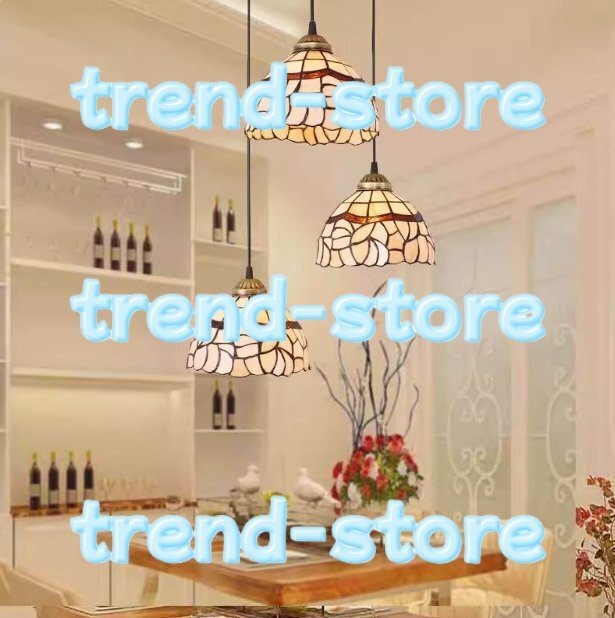 品質保証☆ペンダントライト 3灯 ユリ花柄 ステンドランプ ステンドグラス ティファニー 通路用ランプ 照明 室内装飾拍卖