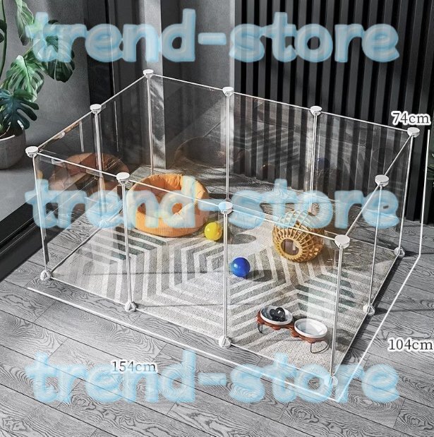 ペットフェンス ペットサークル ケージ ドア付き 14枚セット小動物用柵 ウサギフェンス 透明パネル 自由 組み立てDIY 安定性良い 多用途拍卖