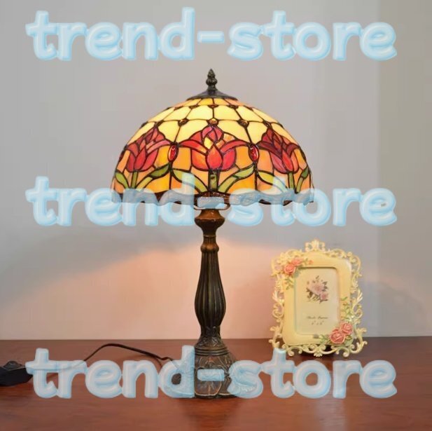 ステンドランプ ティファニー ランプ ステンドグラス アンティーク 花柄 飾り物 照明 卓上デスクテーブ レトロ 家具 置物拍卖