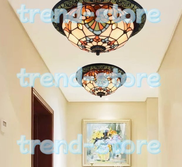 ステンドランプ シーリングライト 別荘 ステンドグラス アンティーク ティファニー技法 花柄レトロ 雰囲気拍卖
