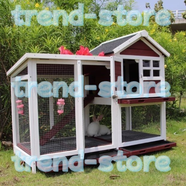 ウサギケージ うさぎ小屋 ラビットケージ 木製小動物 アパートメント フラット換 屋外ウサギケージ 屋外二層木製チキン小屋 B拍卖