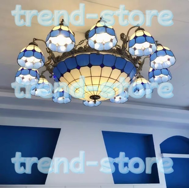 新入荷★極美品 ステンドグラス ペンダントライト豪華天井照明ステンドグラスランプ ガラス工芸品拍卖