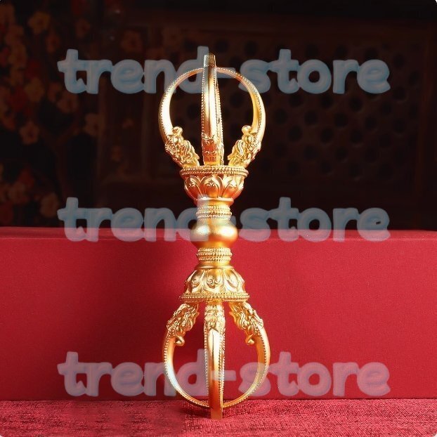 「密教法具 寺院用仏具」金剛五鈷杵 銅製磨き仕上げ 長さ18cm拍卖