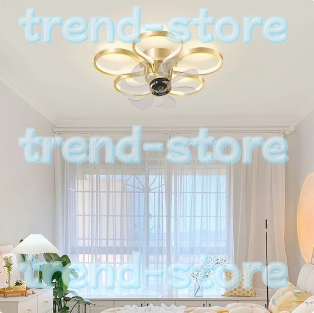 極美品★LEDシーリングファンライト リビング照明 寝室照明 天井照明 リモコン付 花型扇風機拍卖