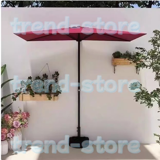 半パラソル ガーデンパラソル傘 クランク付き 、250×120cm長方形 屋外パティオバルコニー壁傘、防水 コーヒーショップなどに適しています拍卖