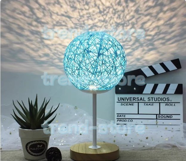 卓上ライト 北欧風 INS風 麻縄ランプシェード アイデア 装飾ライト 照明器具 ベッドライト ブルー拍卖