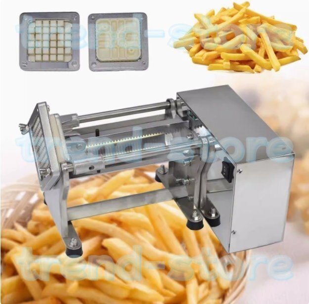 電動フレンチフライカッター、60W 業務用フレンチフライカッター 3枚刃、ステンレススチール半自動野菜チョッパー ジ拍卖