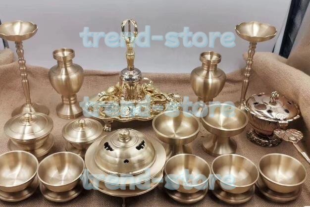 前具 大々型 (一面器) 21点セット 上品 金剛鈴 金剛盤 五鈷杵 三鈷杵 独鈷杵 柄香炉 火舎香炉 六器一組 仏器一対 華瓶一対拍卖