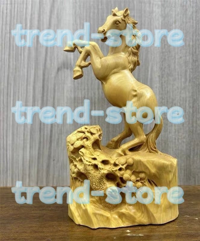 柘植 馬 黄楊 繊細彫刻 木彫り 天然木拍卖