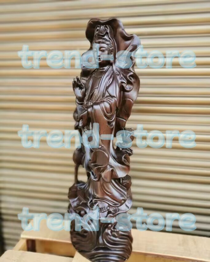 観音様 観音菩薩 大型 木彫り 仏像 観世音菩薩 観自在菩薩 救世菩薩 観音菩薩像 立像 高さ60cm拍卖