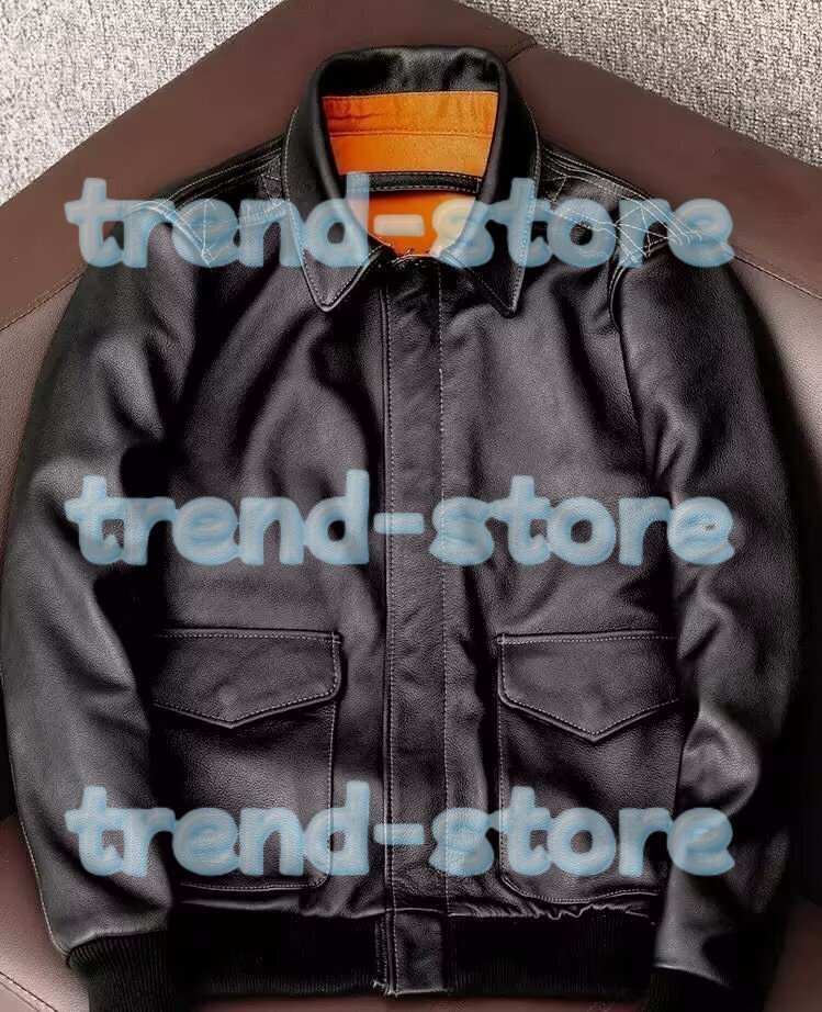 人気美品★A-2復刻 カウハイド シングル 革ジャン オートバイ/ライダース/レザー/フライトジャケット ブラック拍卖