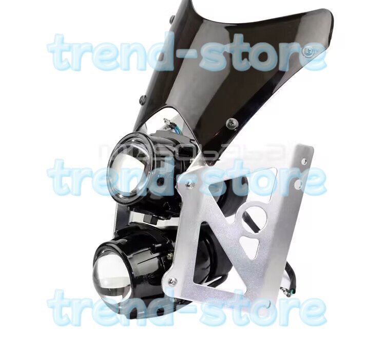 汎用 オートバイ ダートバイク ツインヘッドライト wブラケット ストリートファイター プロジェクター デュアルスポーツ拍卖