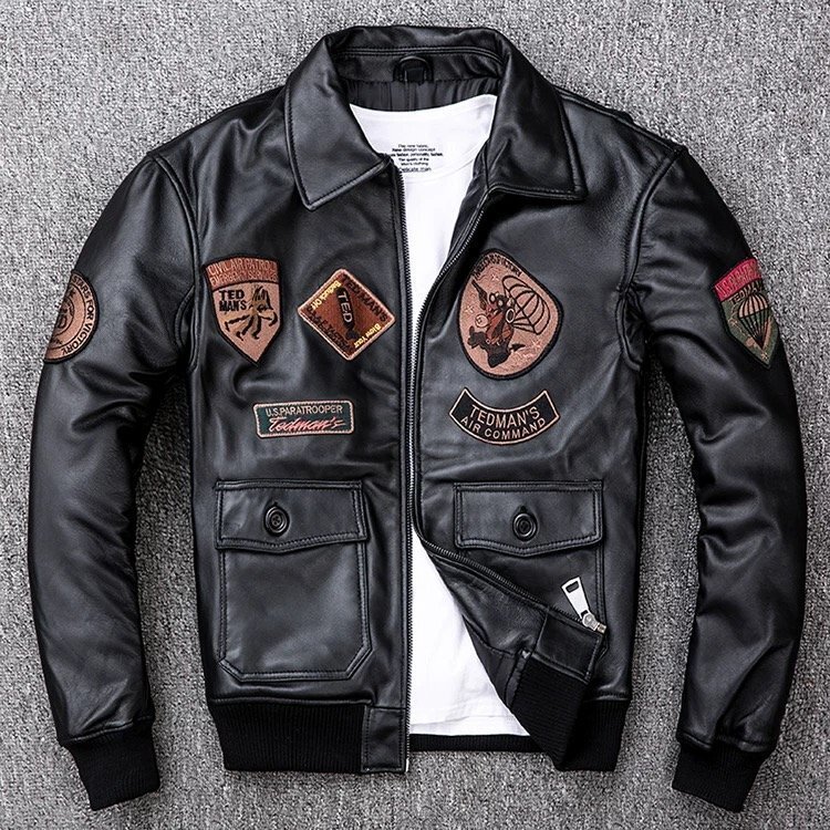 綺麗フライトジャケット レザージャケット 羊革 ライダースジャケット 革ジャン カウハイド メンズファッション 刺繍 バイクレザ拍卖