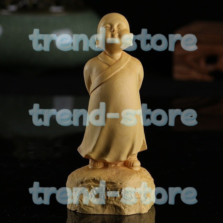 極上質 小坊主 仏像 禅意 木彫品 木製 彫刻品 職人手作り 細密彫刻拍卖