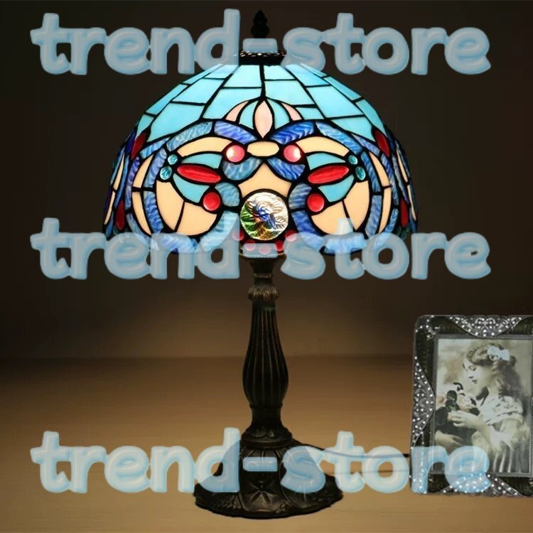 極美品★ステンドランプ ステンドグラス レトロな雰囲気 ティファニー技法 花柄 照明 アンティーク テーブルスタンド 室内装飾拍卖