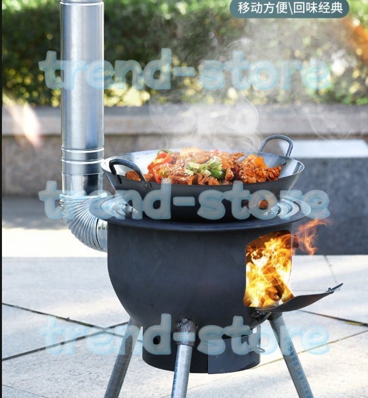 薪ストーブ キャンプ 、ウッドストーブ、 暖炉、煙突パイプ付き、取り外し可能なスタンド、2-3人用の調理用、 43cm拍卖