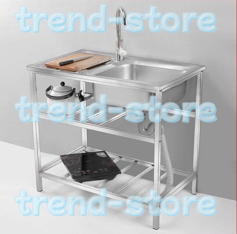 品質保証 キッチン用品 ステンレス製流し台 台所 1槽シンク 食器洗いシンク 野菜シンク 肥厚大容量 便利 蛇口水栓/スタンド付き拍卖