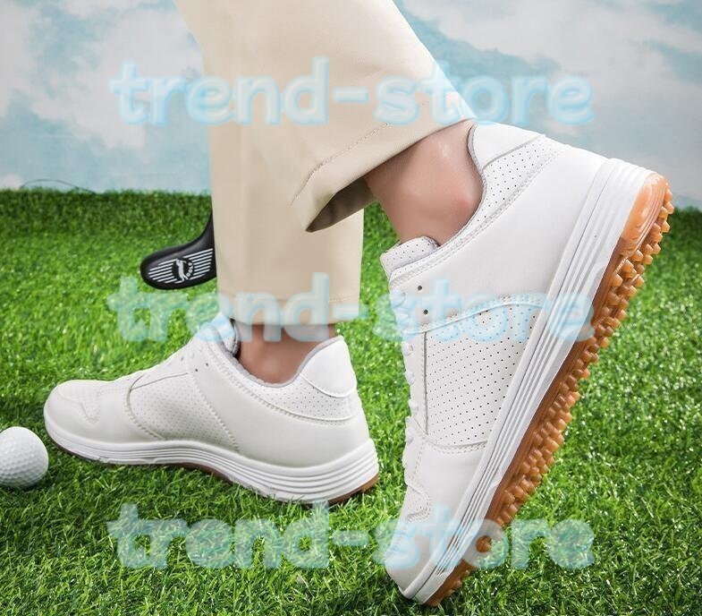 ゴルフシューズ 新品スニーカー カップル男女兼用 ウォーキングシューズ 運動靴 超軽量スポーツシューズ 通気性 防滑 耐磨 白 24cm~27.5cm拍卖