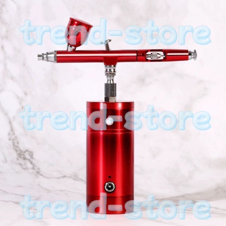 推薦作!良い品質☆エアブラシ コンプレッサー セット スプレーガン 塗装 プラモデル 工具 赤 S15拍卖