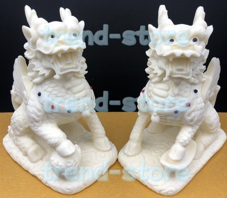 新作 麒麟 一対 繊細 巧緻 彫刻 鎮宅辟邪 開運厄除 贈り物拍卖