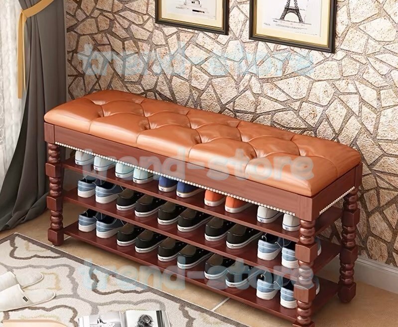 超人気 3階 駄箱 靴 実木 家庭用 腰掛け 靴箱 入り口 玄関収納拍卖