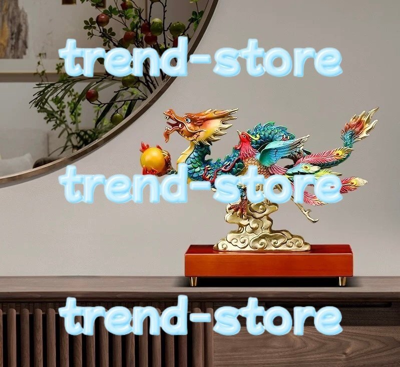 龍 鳳凰 置物 銅製 風水グッズ 朱雀 青龍 霊獣 辰 竜 夫婦円満 願望成就 仕事運 財運 出世運 愛情運 人間関係改善 置物拍卖