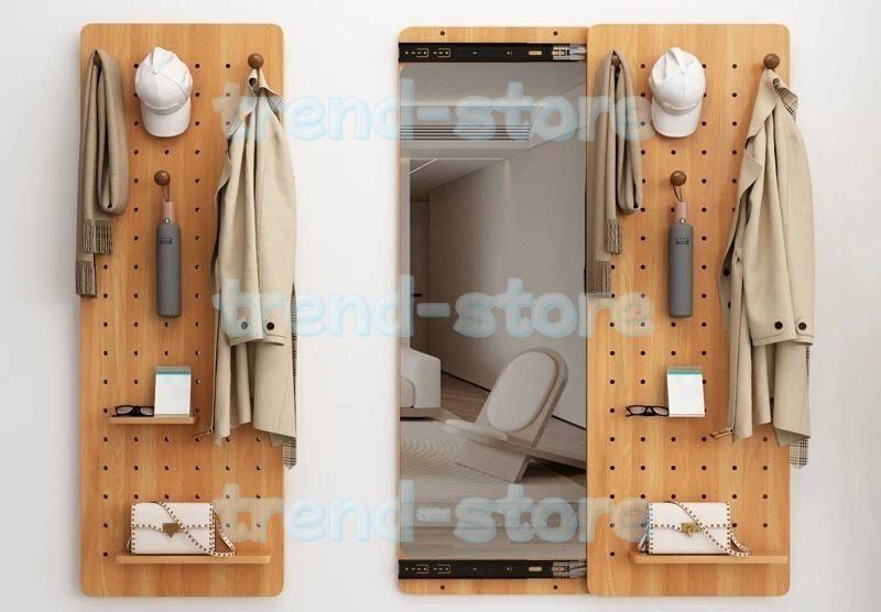 玄関 鏡 玄関ミラー、玄関壁掛け有孔ボード化粧鏡、スライド式全身鏡、見えない化粧鏡、隠し一体型ミラー 35*120cm拍卖