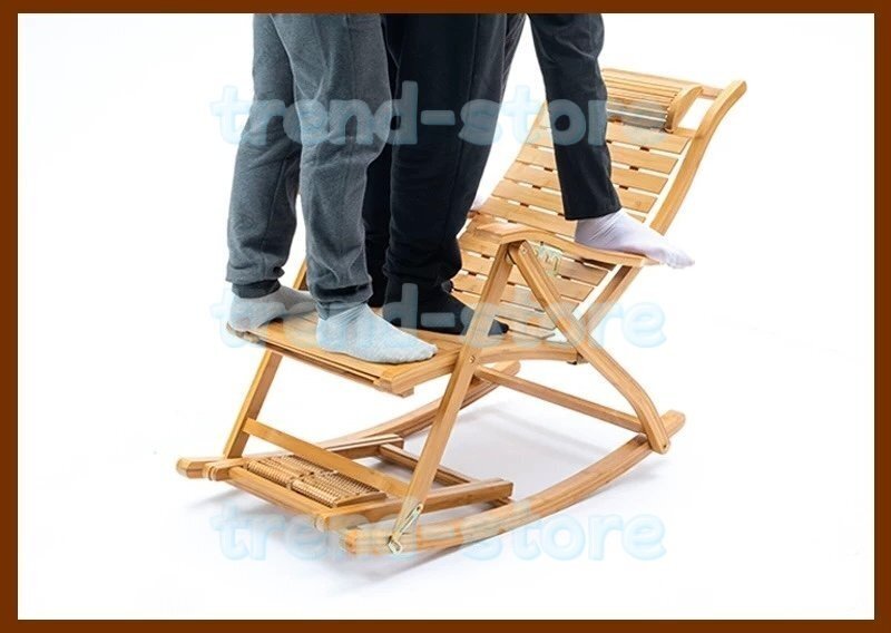 大好評★竹製ロッキングチェア レジャー用 折りたたみチェア 仮眠ラウンジチェア 家庭用椅子 高さ調節可能拍卖