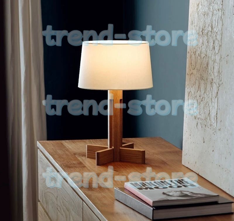 リネンファブリックシェード付きベッドサイド木製テーブルランプ、ヴィンテージファームハウス ナイトスタンドランプ拍卖
