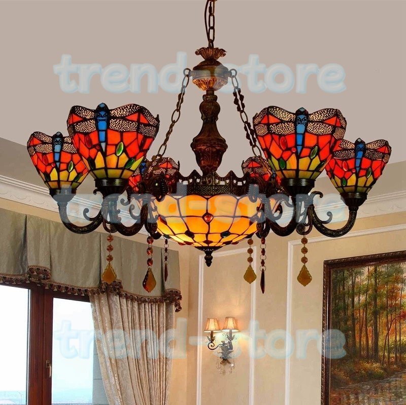 品質保証☆ステンドグラス.ペンダントライト豪華天井照明ステンドグラスランプ ガラス工芸品拍卖