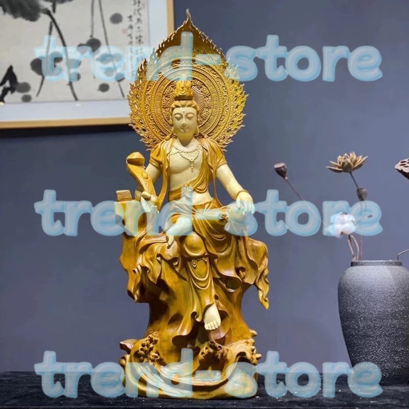 高90cm 観音菩薩 特大 自在菩薩 香樟材 木彫仏教 精密彫刻 仏師で仕上げ品 観世音菩薩 観自在菩薩拍卖