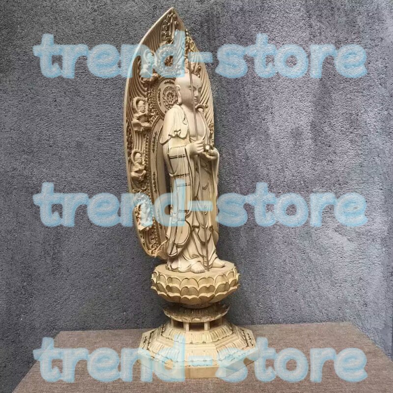 最新作 地蔵菩薩像 地蔵菩薩 高43cm 金箔 切り金 総檜材 仏教工芸品 木彫仏教 精密彫刻 極上品 仏師で仕上げ品拍卖